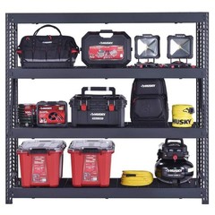 Heavy-Duty 4-Shelf Metal Garage Storage Unit – Black, 77″W x 72″H x 24″D