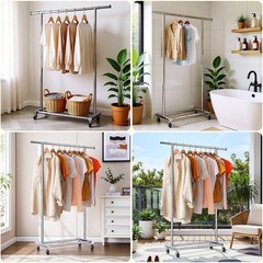 Clothes Rack for Hanging Clothes Sturdy Stainless Steel Clothing Rack Extendable