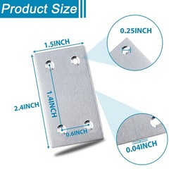 50-Pack Silver Mending Plate for Wood, 2.36inx1.5in Stainless Steel Flat Brac…