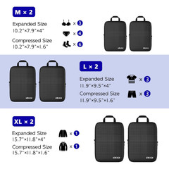 6-Piece Travel Compression Packing Cubes Set Luggage Organizer Bags for Carry-On
