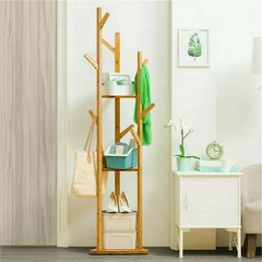 Solid Wooden Coat Rack Hat Hanger Hooks Hall Entryway Jacket Umbrella Tree Stand