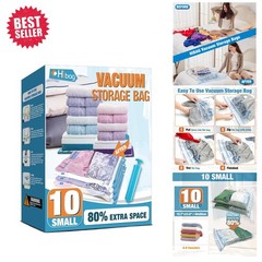10 Durable PA+PE Vacuum Storage Bags with Travel Pump – Space Saver Solution
