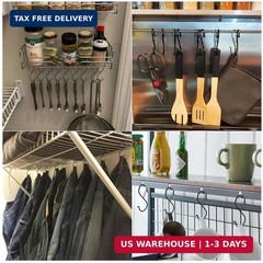 12 Pack Heavy Duty Metal 3.5 S Hooks with Safety Buckle for Hanging Kitchen