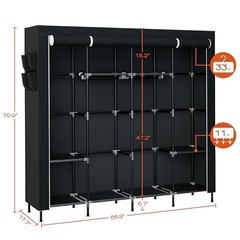 Portable Closet, 66.9 Inch Large Capacity Wardrobe 66.9″L x 17.7″W x 70.9″H