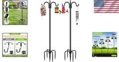 2-Pack Adjustable Double Shepherd’s Hooks – 92 Inch Wrought Iron Garden Hooks