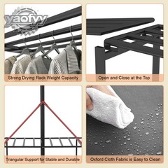 59″ Heavy Duty Closet Organizer Portable Wardrobe Clothes Shoe Clothes Racks