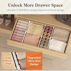 Lifewit Drawer Dividers Clothes 3.2in High Expandable 10.5-16.5in 4 Pack