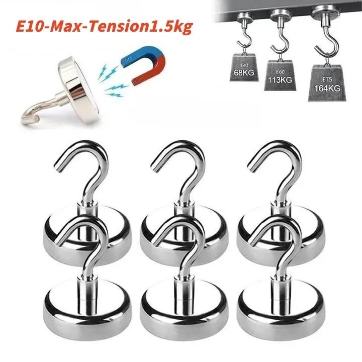 10 Pack Dia Strong Magnetic Hook Hanger Neodymium Clamping Magnet Hooks 2kg, 8kg