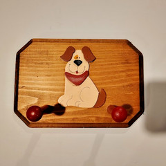 Wooden Dog Leash Hanger or for Collars, Keys, Coats, 9-1/2″w x 6-5/8″ – Handmade