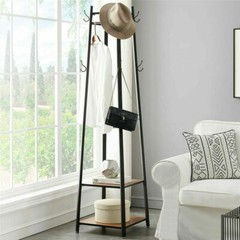 Contemporary Coat Stand Hall Trees Free Standing Coat Rack with 3 Shelves ＆ Hook