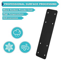 Steel Post Beam Connectors 4pcs, 10″x3″ Flat Plate, Black I Bracket for Repair
