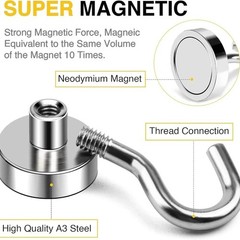 10 Pack Dia Strong Magnetic Hook Hanger N52 Neodymium Clamping Magnet Hooks USA