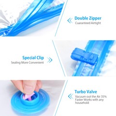 10 x Jumbo Vacuum Storage Bags Travel Space Saver Garment Seal Clothes Hand Pump