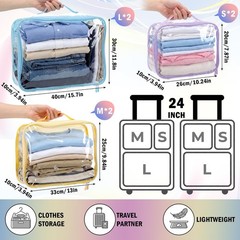 6 Pcs Clear Packing Cubes for Travel Luggage Organizer Bag See Through PVC wi…