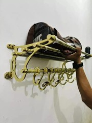 Vintage Wall Mounted Coat Hat Rack with Top Shelf 8 Double Hooks Metal Entryway