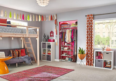 55300 Closet Maximizer with (4) Shelves & Double Hang Rod, Tool Free Add on Unit