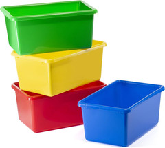 Versatile Plastic Storage Bins – Set of 4 for Toys, Crafts, and Organizing