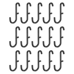 15 Pcs Pegboard Hooks 3.74 x 2.36 In, J-Shape Metal Peg Board Hooks, Black