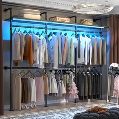 Closet Organizer System Heavy Duty Garment Rack with 3 Shelves 6 Hanger Rods