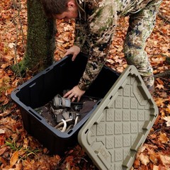 27 gal. Tough Storage Tote in Black and Army Green