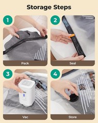 Space Saver Travel Vacuum Bags 12 Pack with Wireless Pump Set for Suitcase Home