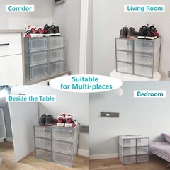 12 pc Foldable Shoe Box Stackable Clear 13.2×9.1×5.5in Shoe Storage Box Size ＜10