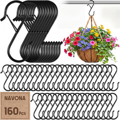 160 Pcs S Hooks Bulk for Hanging Heavy Duty, 3.5 Inch Metal Black S Hook with Sa