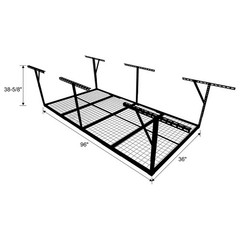 3x8FT Overhead Garage Storage Rack, Heavy-Duty Metal Garage Ceiling Storage Rack