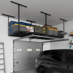 4X8FT Overhead Garage Storage Rack, 26″-40″ Height Adjustable Garage Ceiling Sto