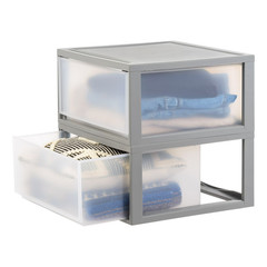 2 Pack IRIS Under Bed Storage Drawers 47Qt Stackable Modular Bin