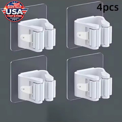 4 Pack Mop Holder Wall Mount No Drill Broom Organizer Kitchen Bathroom Organizer