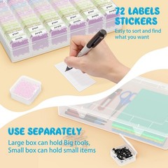 Extra Large Bead Organizer, 61 PCS Small Plastic Craft Storage Box with Hinge…