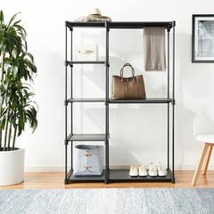 SONGMICS Portable Closet, Freestanding Clothes Rack with Shelves, Black