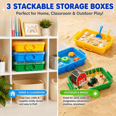 Stackable Sensory Bin Set for Toddlers – 3 Durable Storage Containers