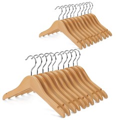 Baby Children Wooden Shirt Coat Hangers with Notches and Anti-Rust Chrome Hoo…