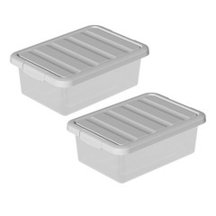 2 Pack 14 Quart Medium Storage Bins SeeThrough Organizing Box Latches