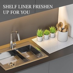 Beautysaid Shelf and Drawer Liner for Kitchen Cabinet, Non 12W x 118L, White