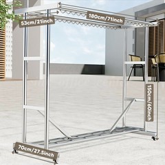 Large Size Garment Rack Clothes Double Rails Hanging Heavy Duty&5 drying racks