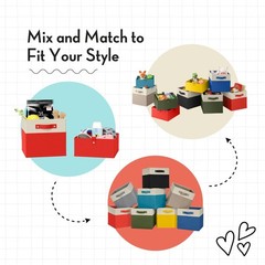 2pc Folding Storage Bins Set 10.5” Organizer with Handles for Toys, Games,