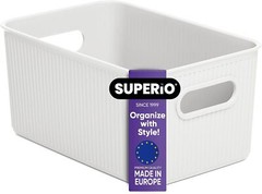 Superio 5L Small Ribbed Storage Bin- Plastic Storage Bin (1 Pack, White)