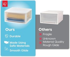 47 Qt. White Stackable Plastic Drawer Organizer – 2 Pack