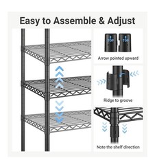 VIPEK Black Metal Clothes Rail Rack, Adjustable Shelves, Wheels, 45×17.7×80.3″