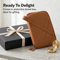 Vegan Leather Travel Tech Pouch, Electronics & Cable Case Organizer with Padd…