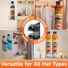 2x Hat Organiser Display Wall Mounted Hat Holder For Home Baseball Cap Rack US