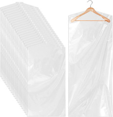 60-Inch Clear Plastic Garment Bags – 20 Pack for Dresses, Coats, and Suits