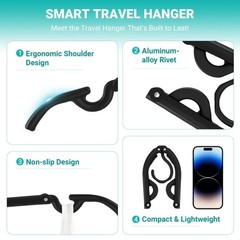 10 Pcs Travel Hangers, 2026 Cruise Ship Essentials, Foldable 10 Pcs, Black