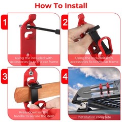 6Pcs Red Shovel Holder for Truck, Heavy Duty Roof Rack Shovel Mount Zinc Allo…