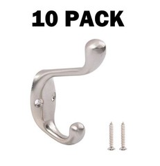 10 PACK SET! Wall Mounted Contemporary Metal Dual Coat Hooks – Polished Chrome