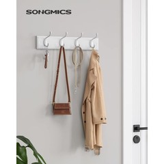 Wall-Mounted Coat Rack, Hook Rack, 4 Dual Metal Hooks, for Coats, Bags, Keys,
