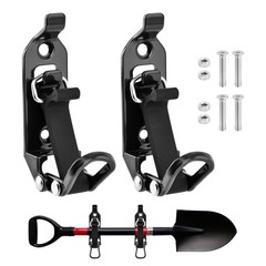 2Pcs Shovel Mount for Roof Rack, Heavy Duty Metal & Rubber Tool Holder, Black